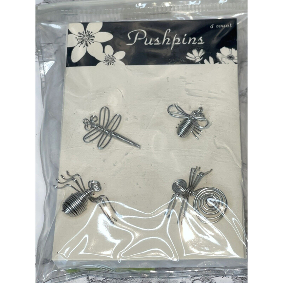 Pushpins 4 count Doodles critter animal insects wire thumb tacks Bulletin board - Picture 12 of 12
